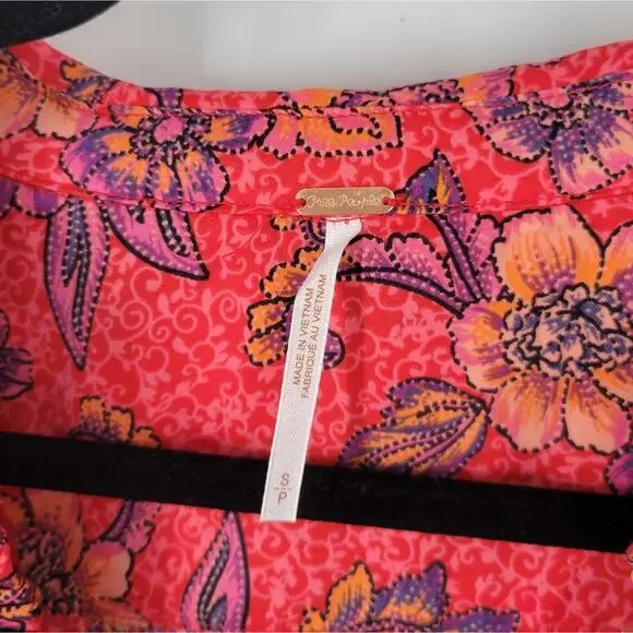 Free People Pink Floral I Got You Printed Long Sleeve Top S - Picture 7 of 11